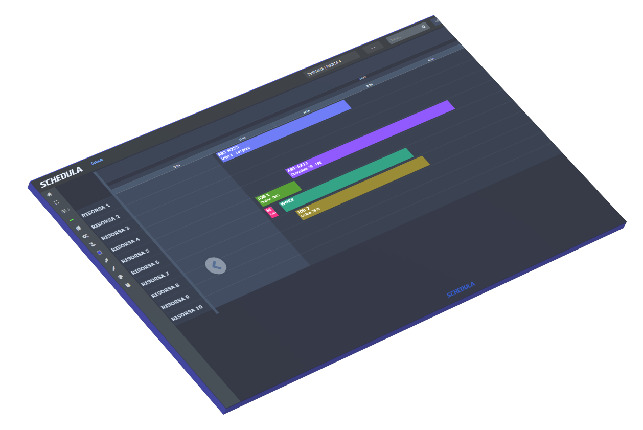 Schedula 3D - vista tridimensionale della pianificazione della produzione aziendale